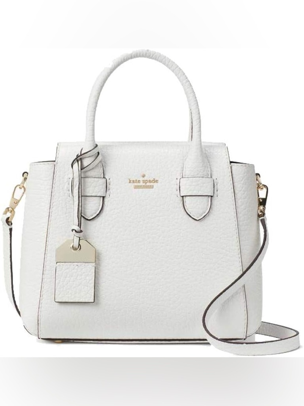 kate spade White Pebbled Leather Top-Handle Satchel